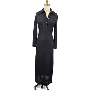 VTG 90s Guess Collection Maxi Dress Womens 6 Black Long Sleeve